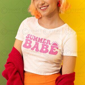 🆕Summer Babe Shirt White Fitted Crop Top Tee